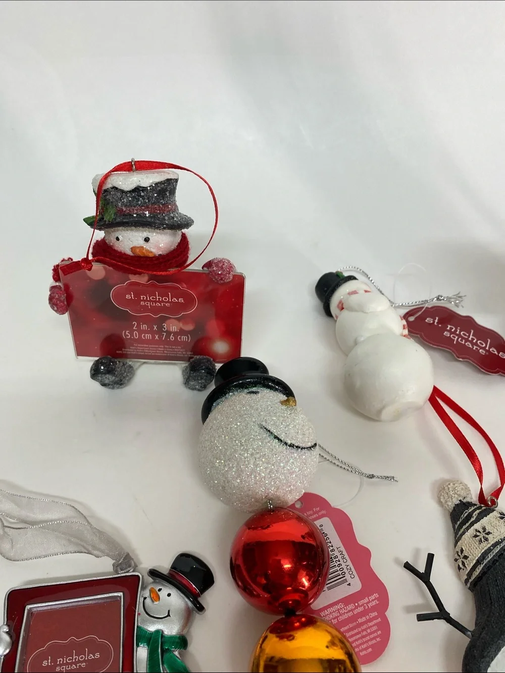 St. Nicholas Square Cracker Barrel Multicolor Snowman Ornament Lot of 8 Holiday